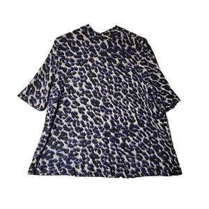 NWT Angels Forever Young Purple Animal Print SS Mock Neck Top Women's M Stretch